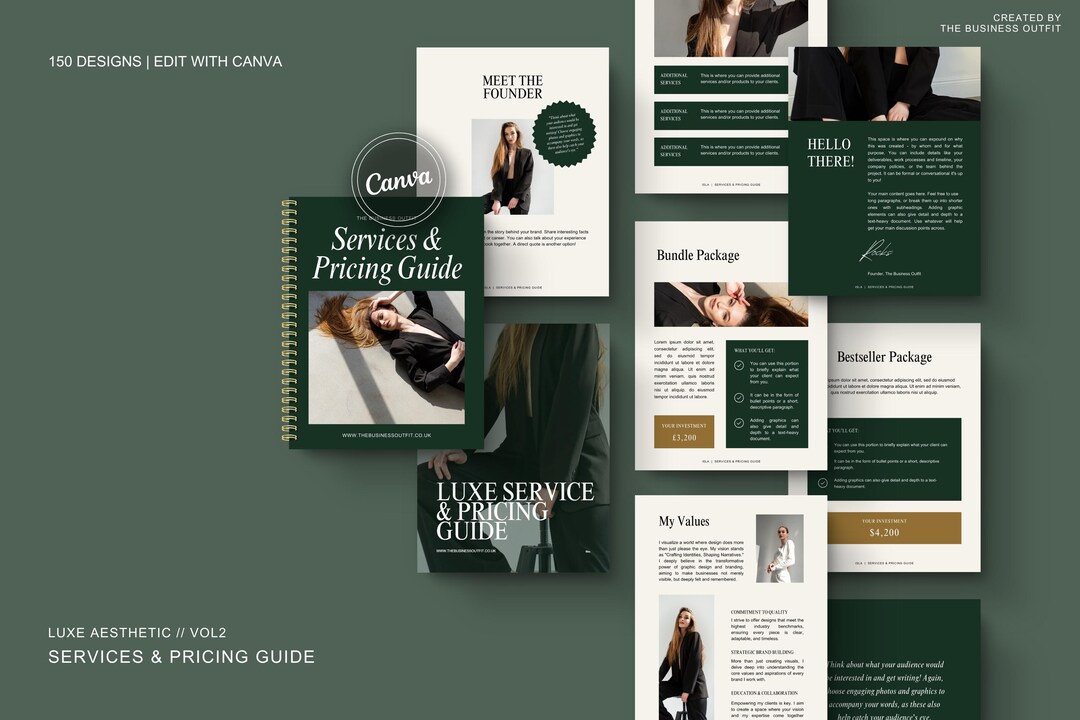 25 Page Pricing and Service Guide Template | Editable Canva Template ...