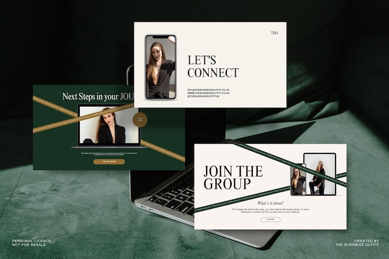 53 Page Luxury Aesthetic Slide Deck Webinar Creator | Editable Canva Template | Emerald Green Beige l Modern Minimal Online Course Template