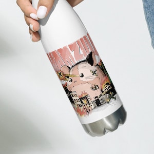Hamzilla Edelstahl Trinkflasche | Hamster Geschenk | Zwerghamster & Goldhamster Zubehör für Hamsterhalter | Flasche