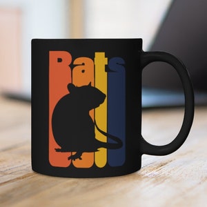 Funny Rat Saying | Black Mug | Gift for a Holder of Fancy Rats | Drink ware | Cute Pet Rat Silhouette | Vintage Motif