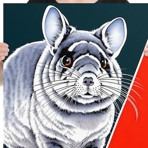Chinchilla Illustration Poster Chinchilla Wall Art Chinchilla Art Chinchilla Print