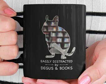 Funny Degus Saying | Black Mug 11oz | Gift for Octodon Degu Owners | You Can't Buy Happiness