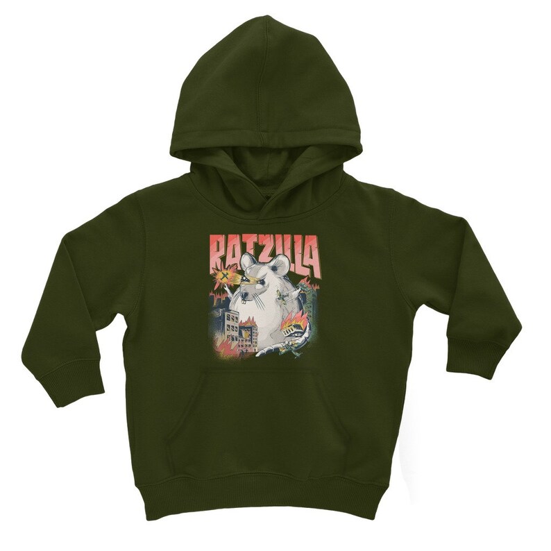 Funny Cool RATZILLA Classic Kids Hoodie Gift For Fancy RAT Holders Rats Owners Pullover for Children Cute Dangerous Rodent Monster image 4