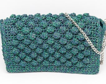 Evening clutch for wedding, fold over clutch crochet crossbody bag