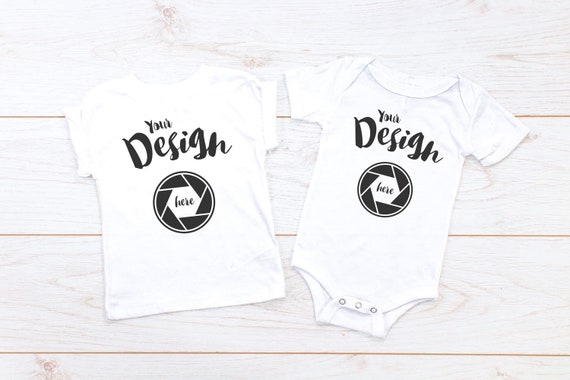 Sibling Bella Canvas Mockup White Shirt Baby Bodysuit White