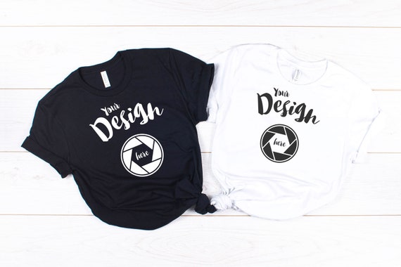 Black White Bella Canvas 3001 T-Shirt Mockup Unisex