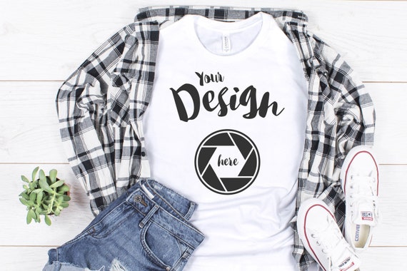White Bella Canvas 3001 T-Shirt Mockup Unisex T White Bella Canvas 3001 T-Shirt Mockup Unisex T