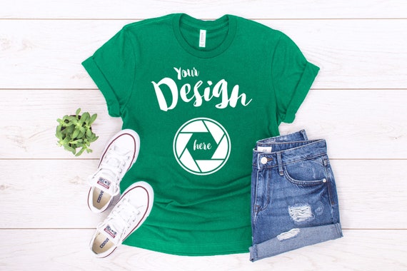 Kelly Green T-Shirt Bella Canvas 3001 Mockup