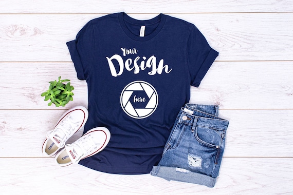 Navy Bella Canvas 3001 T-Shirt Mockup Unisex Navy Bella Canvas 3001 T-Shirt Mockup Unisex
