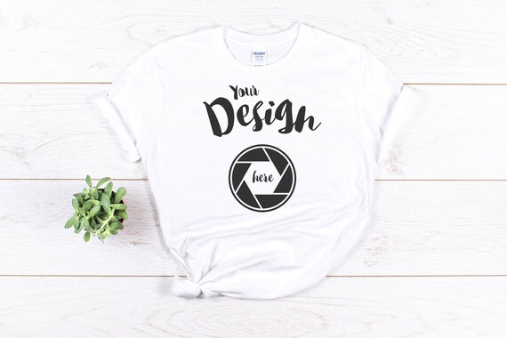 White Gildan 64000 T-Shirt Mockup Unisex Shirt Black White Gildan 64000 T-Shirt Mockup Unisex Shirt Black