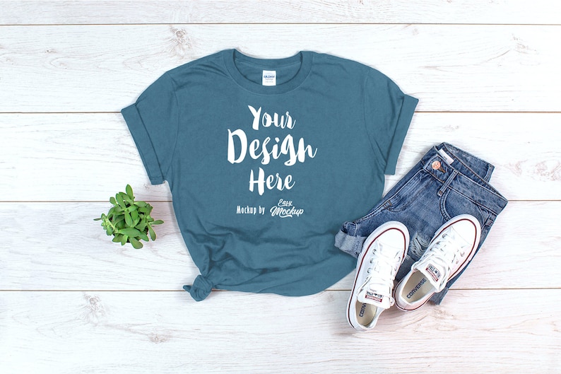 Gildan 64000 T Shirt Mockup Bundle Unisex T Shirt 29 Colors On White Wood Background Clean Simple Background Men/'s Mockup Set Printful