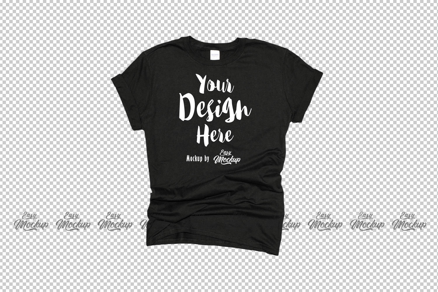 Download PNG Gildan 64000 Black Unisex T-shirt Mock Up Mock Up ...