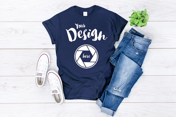 Navy Blue Gildan 500 Unisex T shirt 