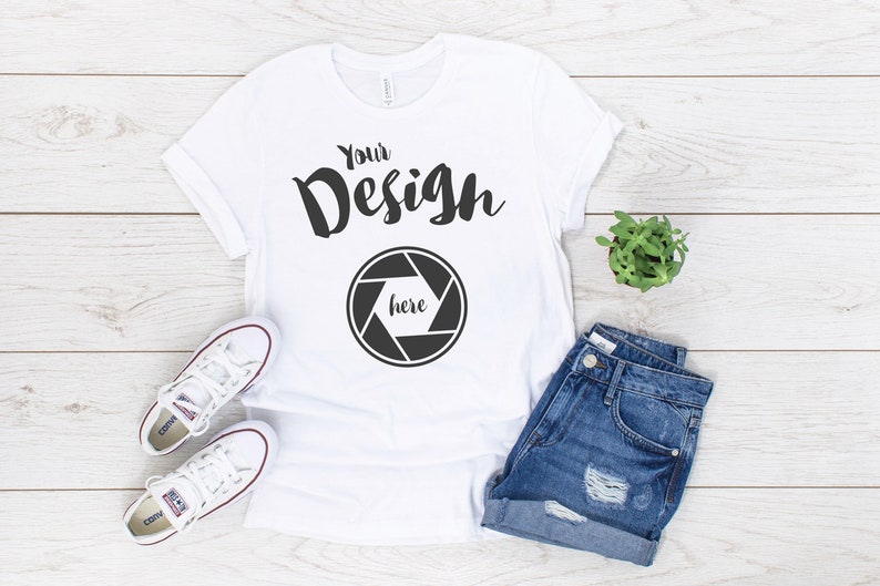 Download White Bella Canvas 3001 T Shirt Mockup Unisex T Shirt Flat | Etsy