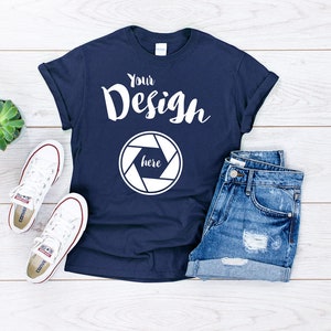 Navy Blue Gildan 500 Unisex T shirt 