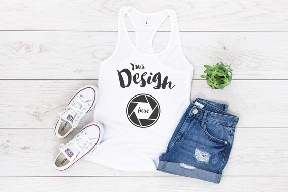 White Next Level 1533 Tank Flat Lay Racerback Tank Mock Up Etsy