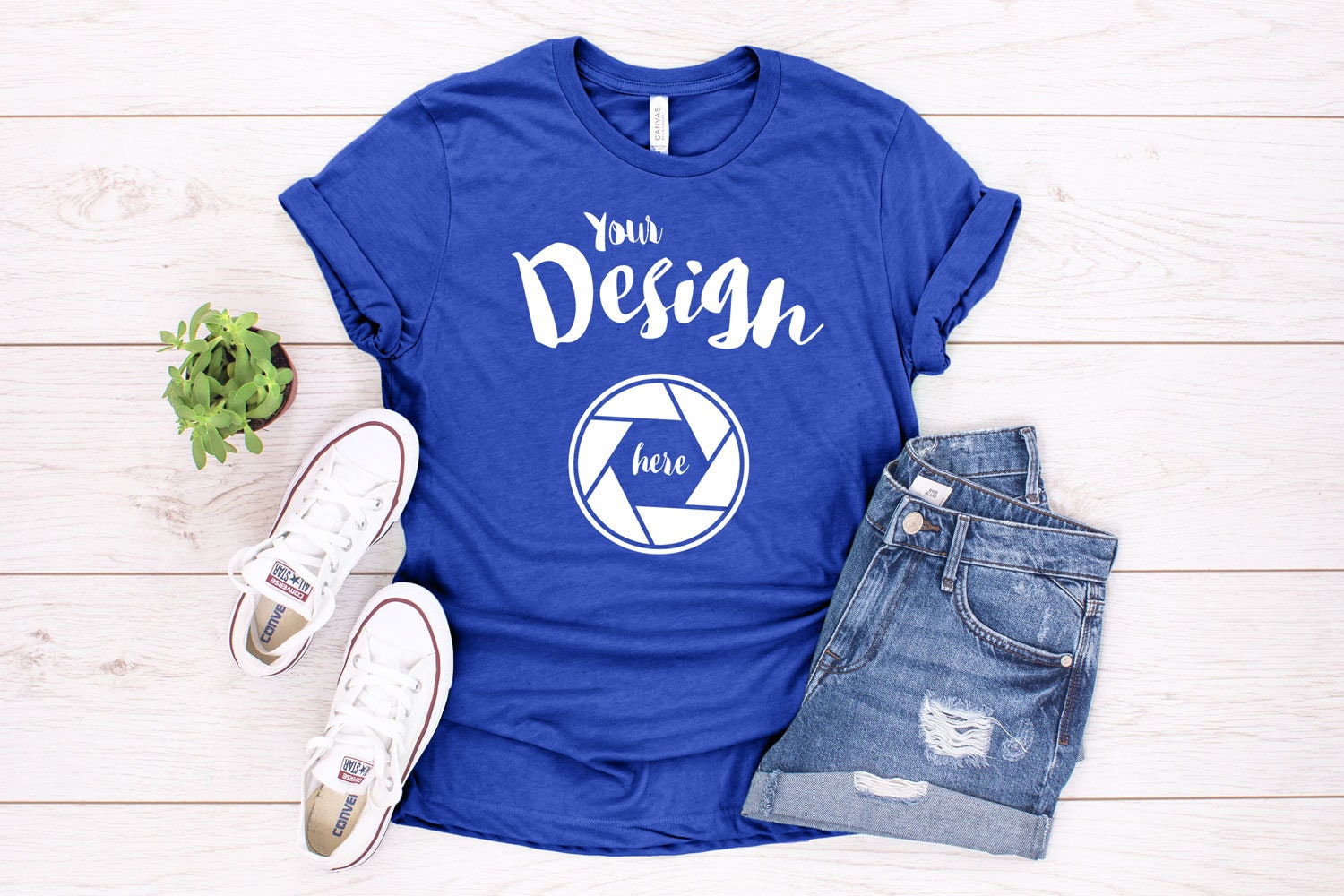Download True Royal Bella Canvas Mockup 3001 True Royal Knotted T ...