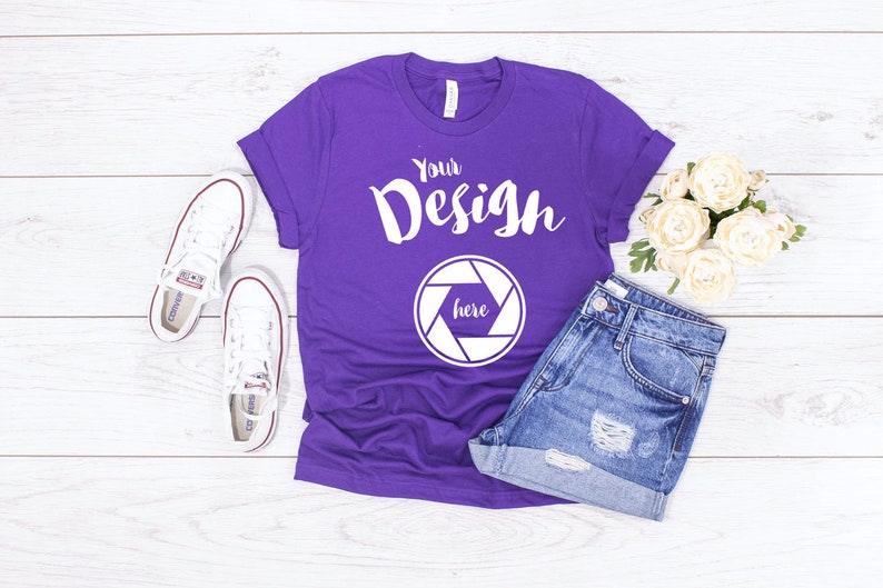 Download Team Purple Bella Canvas Mockup 3001 Team Purple Knotted T ...