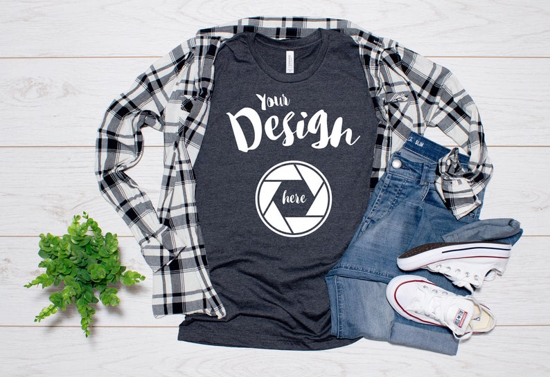 Download Dark Grey Heather T Shirt Bella Canvas 3001 Mockup Unisex ...
