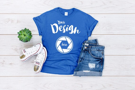 Download Royal Gildan 500 Unisex T Shirt Mockup T Shirt Mockup Gildan Etsy PSD Mockup Templates