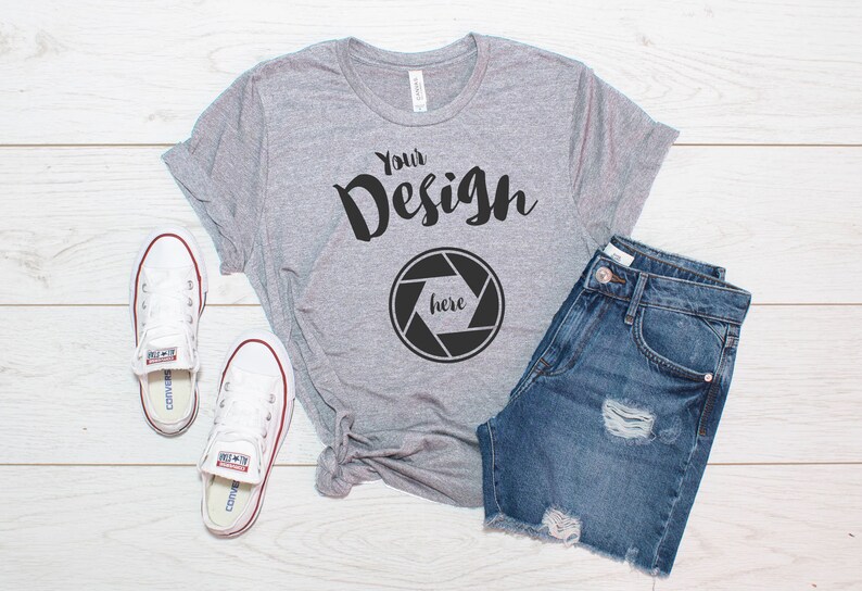 Download Athletic Heather T Shirt Bella Canvas 3001 Mockup Unisex T ...