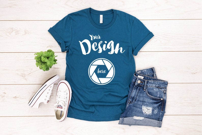 Download Deep Teal Bella Canvas Mockup 3001-Deep Teal Knotted T ...