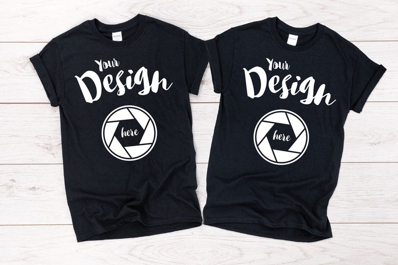 Download Two Black Gildan 500 Unisex T Shirt Mockup T Shirt Mockup | Etsy