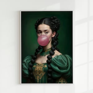 Bubblegum Kunst, veränderter Kunstdruck, eklektische Wandkunst, wunderliche Wandkunst, maximalistische Wandkunst, weibliche Wandkunst, Barock, Renaissance Kunst