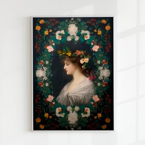 Lady Lily of the Valley | Neoclassical Renaissance Art, Vintage Floral Female Portrait, Feminine Classical Painting, Antique Oil Painting