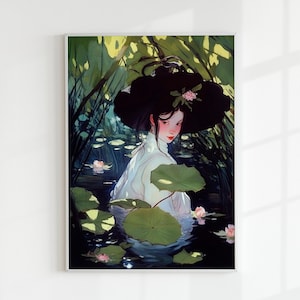 Under Cover | Impressionist Renaissance Art, Vintage Female Portrait, Floral Wall Art, Feminine Classical Painting, Antique Oil Painting