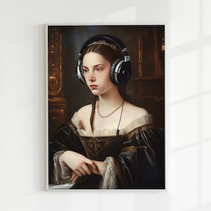 Lady in Black | Altered Art Portrait, Altered Portrait, Eclectic Wall Art, Whimsical Wall Art, Dark Academia Decor, Renaissance Alter Art