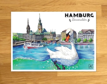 Postal Binnenalster Hamburgo