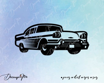 Oldtimers SVG knippen, Vintage SVG, Clipart auto gesneden bestand silhouet, bestanden voor Cricut, Vector, Svg, Dxf, Png, Eps, Design