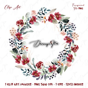 beautiful floral garden watercolor wreath, fleurs, FLOWER clip art, png, vector file, decoupage