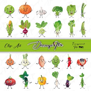 Set cute vegetable characters cartoon mascot personages healthy food concept isolated horizontal, clip art, png, vector file, decoupage