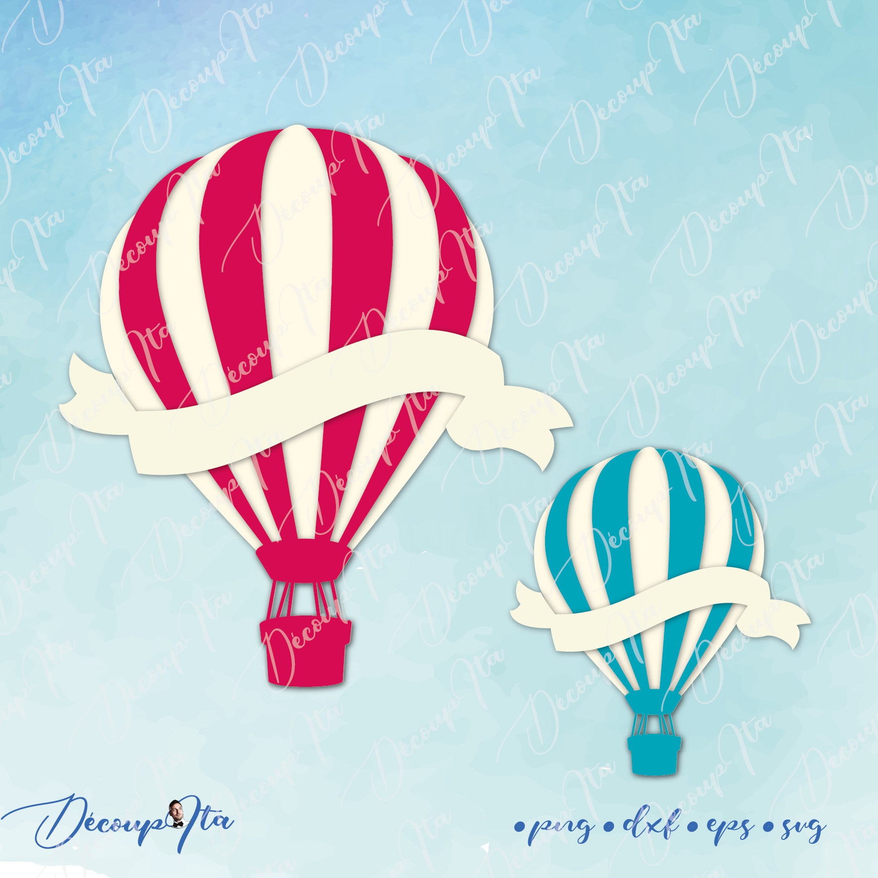 Hot air balloon and cloud svg - Etsy México, image size:1772x1773