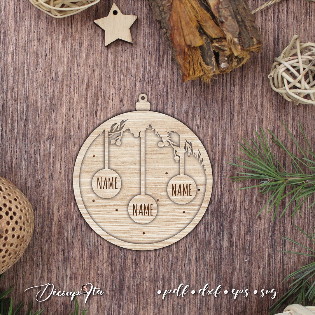 Christmas Ball Ornament Svg Bundle Laser Cut File Christmas Etsy