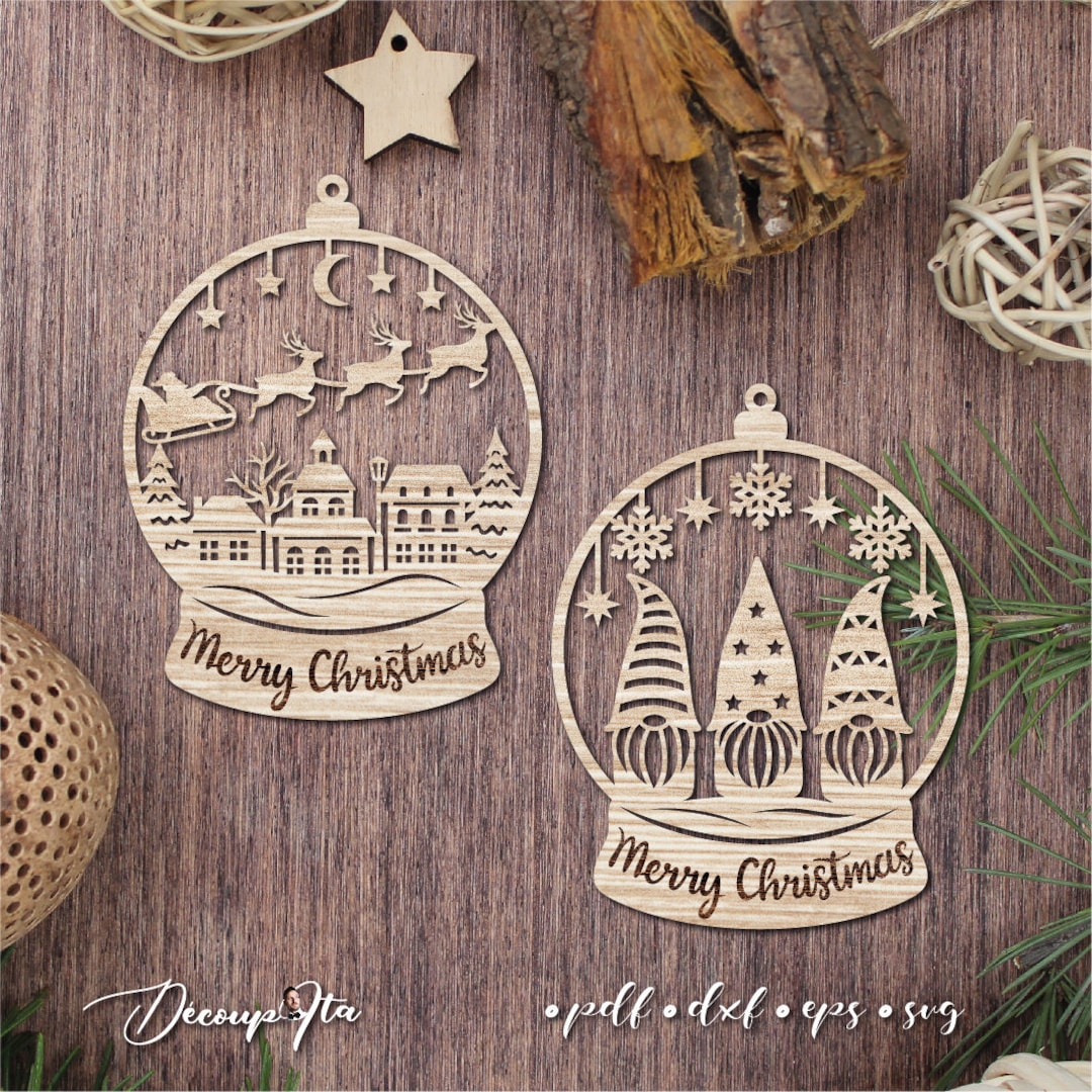 Christmas Ball Ornament Svg Bundle Laser Cut File Christmas Etsy