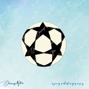 Ballon de football SVG cut, ball star gol SVG, Clipart ballon cut file Silhouette, file per Cricut, vector, Svg, Dxf, Png, Eps, Design