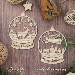 Christmas Ball ornament svg Bundle, Laser cut file, christmas decorations svg, vector, Pdf, Svg, Dxf, Eps, Glowforge Download file