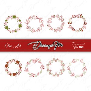 beautiful CHRISTMAS frame, decoration wreath, Set of Christmas wreaths, clip art, png, pdf, vector file, jpg
