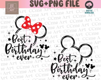 Mejor cumpleaños de todos los tiempos Svg Png, cumpleañero, cumpleañera Svg, Png, viaje familiar 2025 Svg, cabeza de Mickey Mouse y Minnie Mouse, fuegos artificiales del castillo