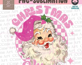 Santa Png, Retro Santa png, Pink Santa Png, Clip Art, Sublimatie Design, Vintage Christmas, Geloof Santa, Santa Clipart, Retro Kerstmis