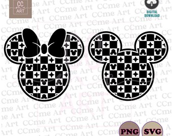Geruite retro Mickey hoofd SVG, png, Mickey en Minnie, muis hoofd, muis oren, familie-uitje 2025, Magic Kingdom svg, Disneyland Svg png