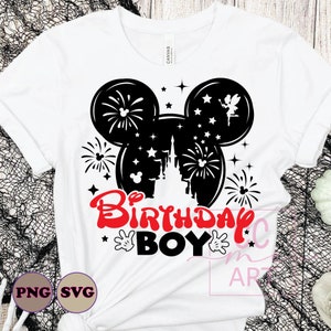 Birthday Boy Svg, Birthday Boy Png, Birthday Squad, Svg, Png, Family Trip 2025 Svg, Mickey Mouse and Minnie Mouse head, Castle fireworks