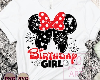 Birthday Girl Svg, Birthday Girl Png, Birthday Squad, Svg, Png, Family Trip 2025 Svg, Mickey Mouse and Minnie Mouse head, Castle fireworks
