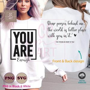 You Are Enough SVG PNG, Inspirational Svg, Positive Quote Svg, Positive Svg, Motivational Svg, Self Love Svg Png, Mental Health Svg