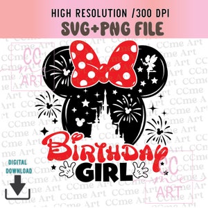 Birthday Girl Svg, Birthday Girl Png, Birthday Squad, Svg, Png, Family Trip 2025 Svg, Mickey Mouse and Minnie Mouse head, Castle fireworks