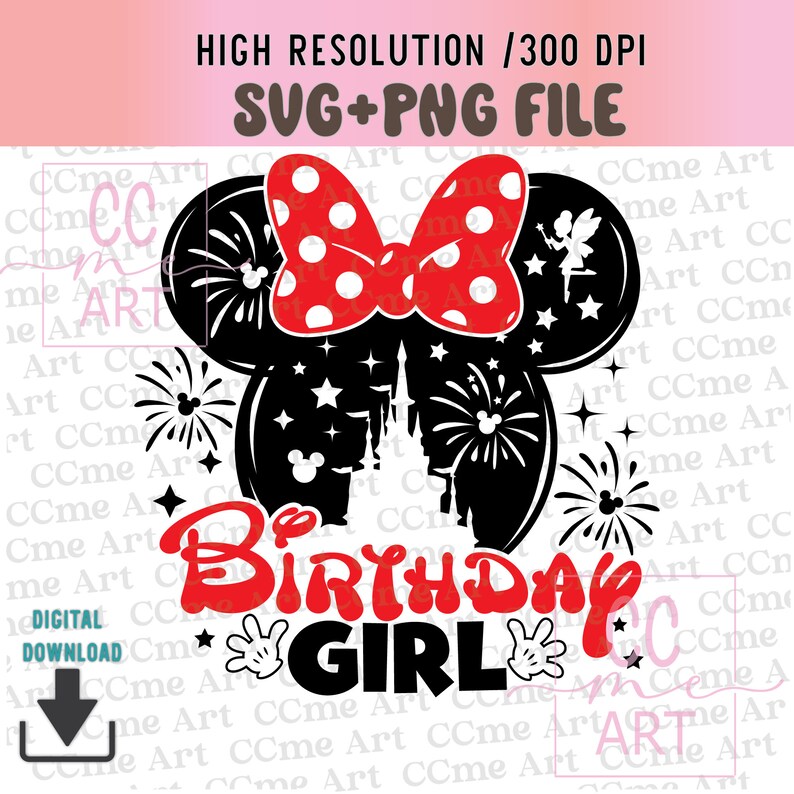Birthday Girl Svg, Birthday Girl Png, Birthday Squad, Svg, Png, Family Trip 2025 Svg, Mickey Mouse and Minnie Mouse head, Castle fireworks