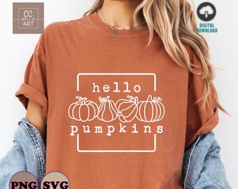 Hello Pumpkin SVG, PNG, Hey There Pumpkin Svg, Fall Svg, Pumpkin Season Svg, Fall Vibes Svg, Pumpkin Vibes Svg, Hello Pumpkin Svg For Shirt